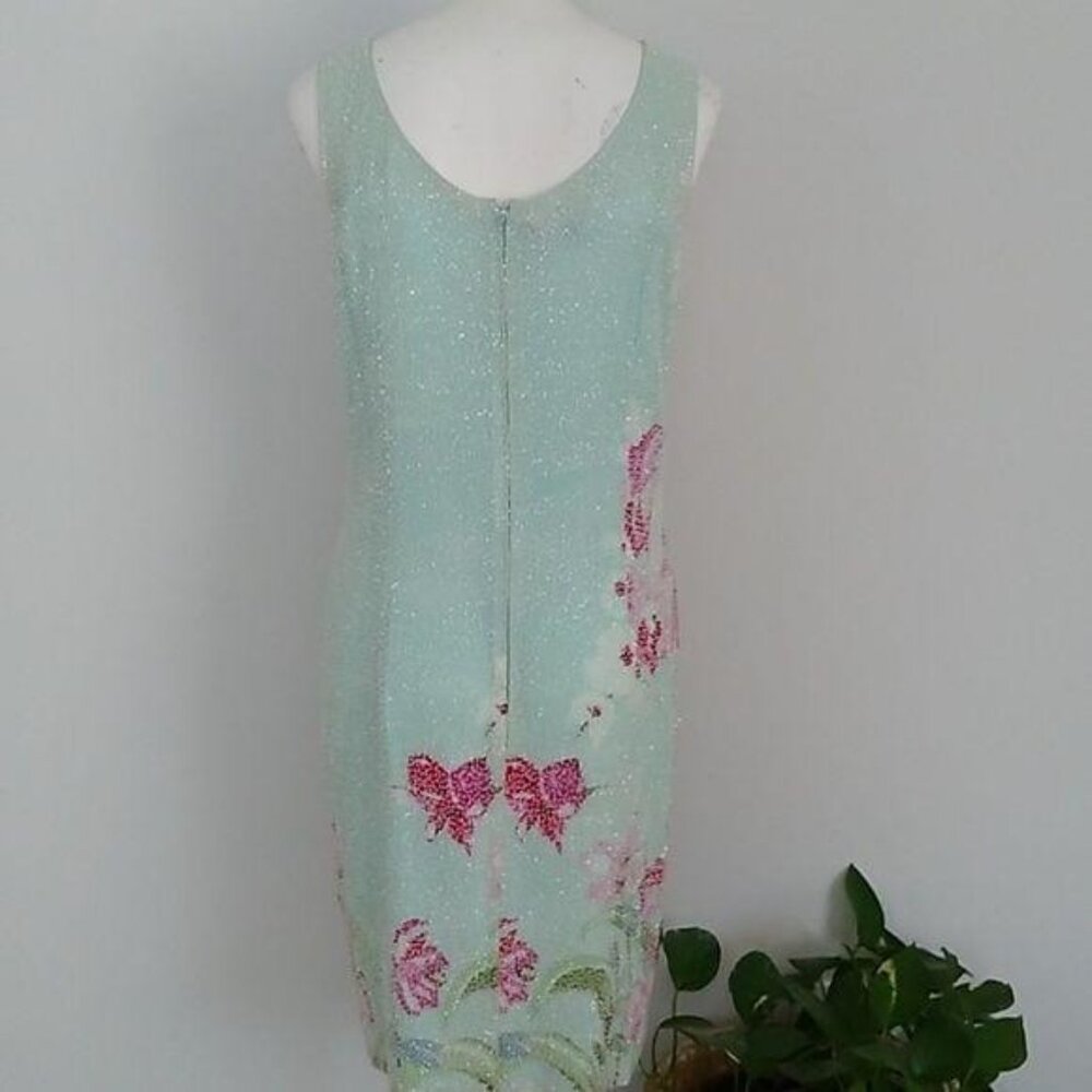 Kay Unger Fitted Fully Beaded Floral Dress 14 - Picture 5 of 9